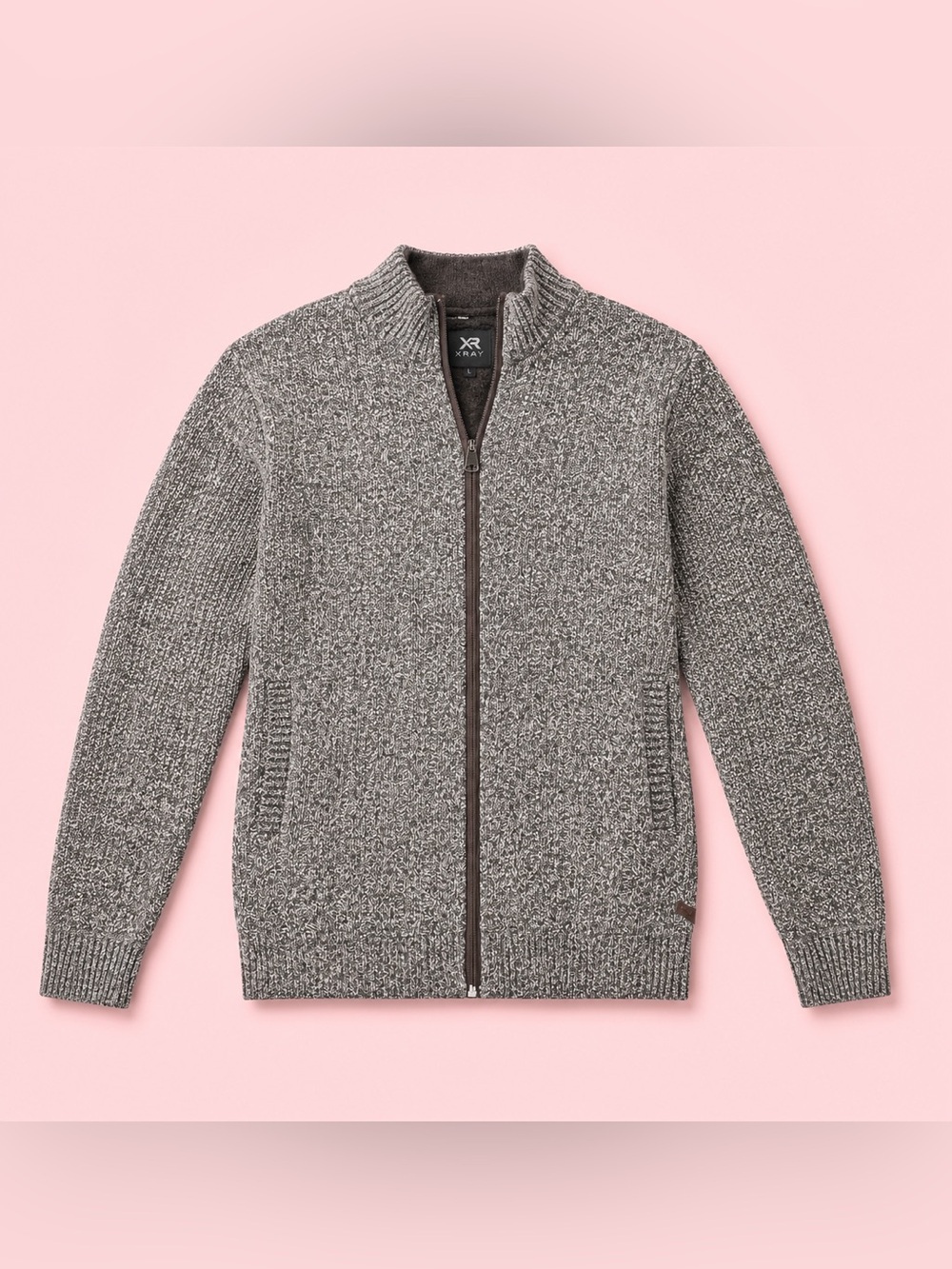 Buffalo David Bitton Men's Heather Gray Zip-Up Knit Cardigan XL